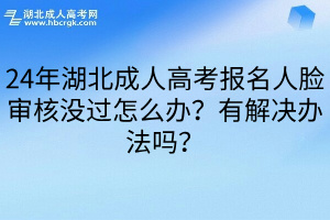 24年湖北成人高考報名人臉審核沒過怎么辦？有解決辦法嗎？